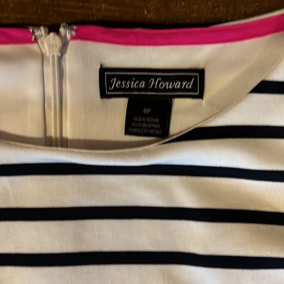 Jessica Howard Navy and White Stripe Tassle Dress Size 8 - Picture 3 of 6